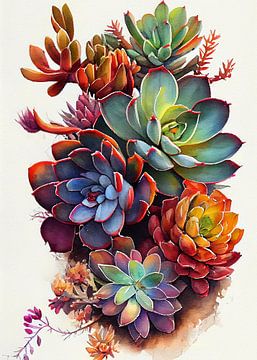 Aquarel vetplanten kunst van JBJart Justyna Jaszke