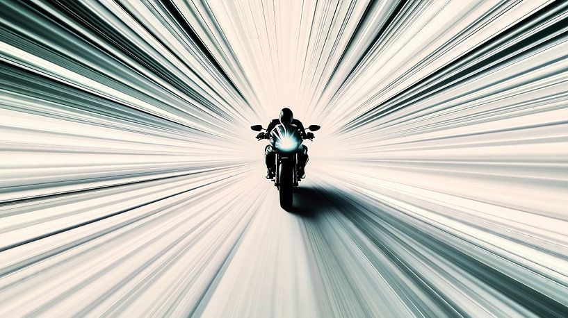 Un motard dans le tunnel des lumières par Frank Heinz