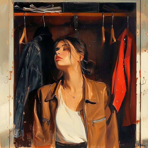 Young woman hides her insecurity, looking anxious