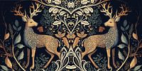Two deer in autumn forest night
