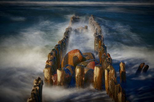 Sylter Holzbuhne in der Morgensonne