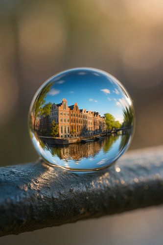 Amsterdam dans une boule de verre - reflet magique des canaux