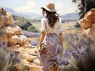young woman in landscape by PixelPrestige