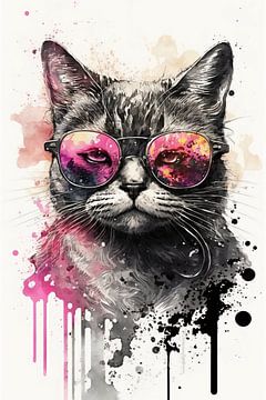 Trendige Katze mit Pinker Sonnenbrille von Felix Brönnimann