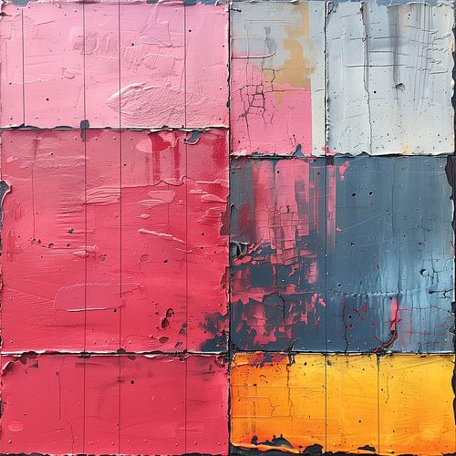 Composition abstraite de carrés colorés et de textures