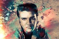 Elvis Presley Abstraktes Pop-Art-Portrait in Vintage-Farben von Art By Dominic Miniaturansicht