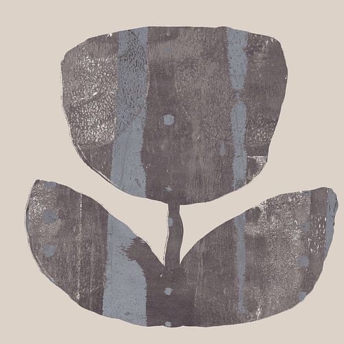 Bloemen silhouetten. Abstracte bloem in taupe op wit.