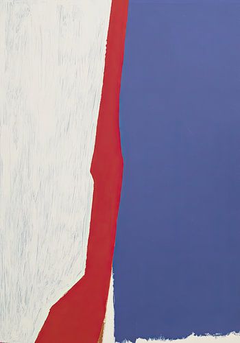 Abstracte kleurvlakken in rood, blauw en wit