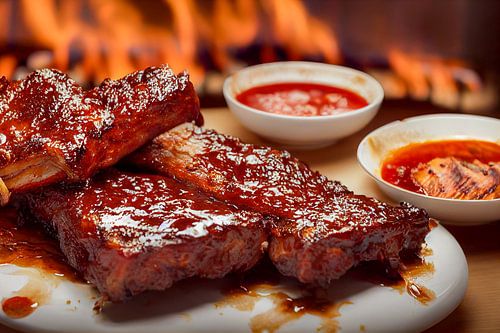 Verse ribben in een restaurant Illustratie