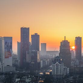 Sonnenuntergang rotterdam Sonnenuntergang Stadt Sonne Skyline Farbe von Michael van Dam