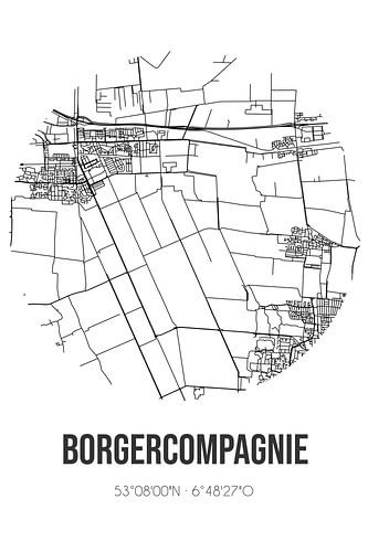 Borgercompagnie (Groningen) | Landkaart | Zwart-wit