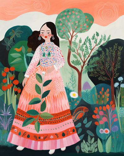 Portrait moderne illustré dans des couleurs gaies