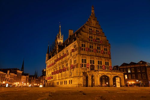 Gouda's old town hall at night