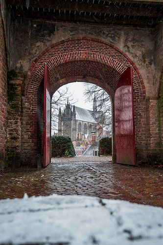 Leiden - View of a snow-covered Hooglandse Kerk (0097)