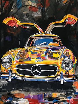 Mercedes Benz 300 SL grafisch chroom glanzend vleugeldeuren van gm_designs
