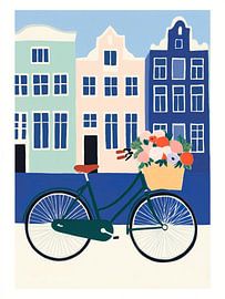 Reizvolle Illustration von Amsterdamer Fahrrad- und Grachtenhäusern