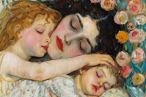 schilderachtig portret klassiek moeder met kind