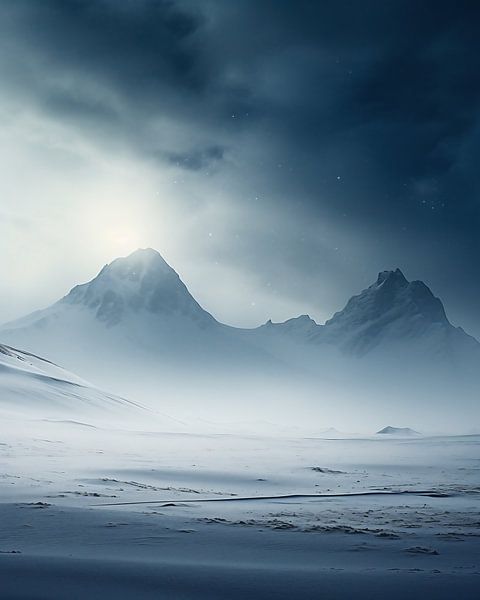 Noors kustlandschap in de winter van fernlichtsicht