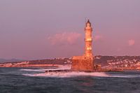 Vuurtoren van Chania net na zonsondergang