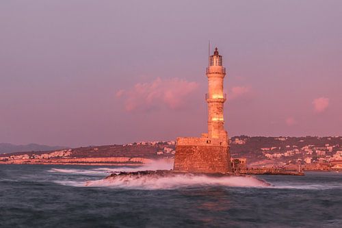 Vuurtoren van Chania net na zonsondergang
