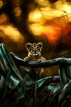 Cute lion cub at fence by Imperial Art House
