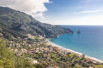 View over the coast and village of Agios Gordios