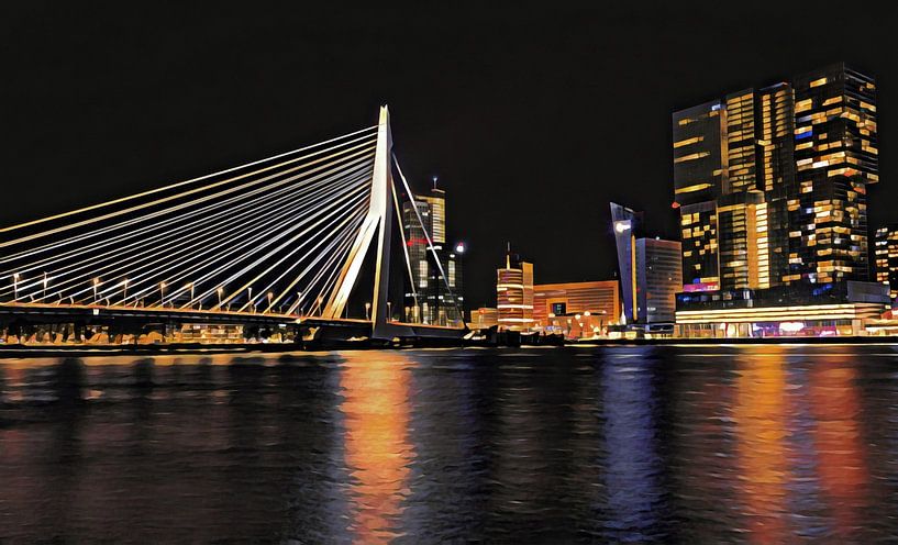 Erasmus bridge and Rotterdam skyline by Valleifoto Art