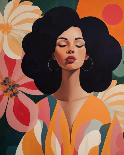 Kleurrijk modern portret in warme kleuren