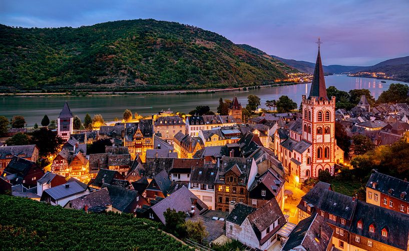Avond in Bacharach aan de rijn, Duitsland van Adelheid Smitt