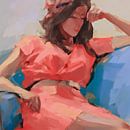 Abstract portrait "Lady in red" by Carla Van Iersel thumbnail