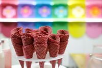Ice cream waffles in the sweet shop