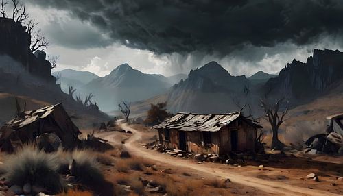 Mexican mountain landscape in thunderstorm mood