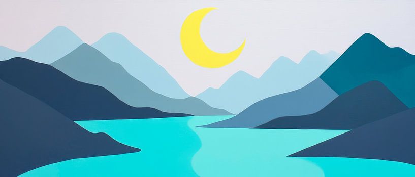 Evening atmosphere over mountains and river by Poster Art Shop