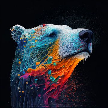 Colourful illustration of a majestic polar bear by Henk van Holten