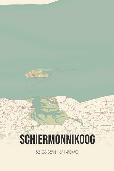 Alte Karte von Schiermonnikoog (Fryslan) von Ortsdrucke