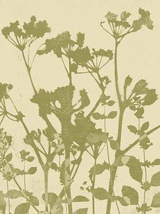 Botanische kunst in natuurlijk olijfgroen en beige