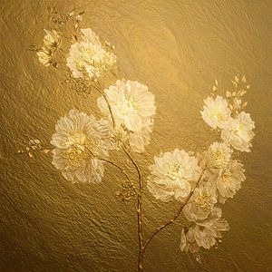 Luxuriöses Stillleben im Art-Déco-Stil in Gold/Champagner