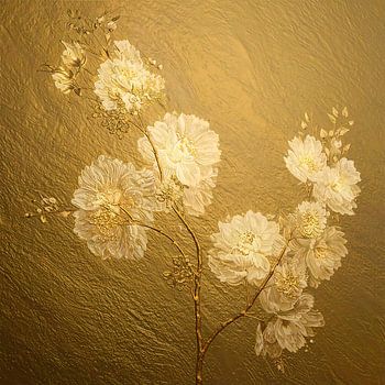 Luxury Art Deco style still life in gold/champagne