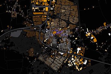 Kaart van Oosterhout abstract van Maps Are Art