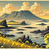 Vintage Jeju Island Poster, Südkorea von Chromatic Fusion Studio
