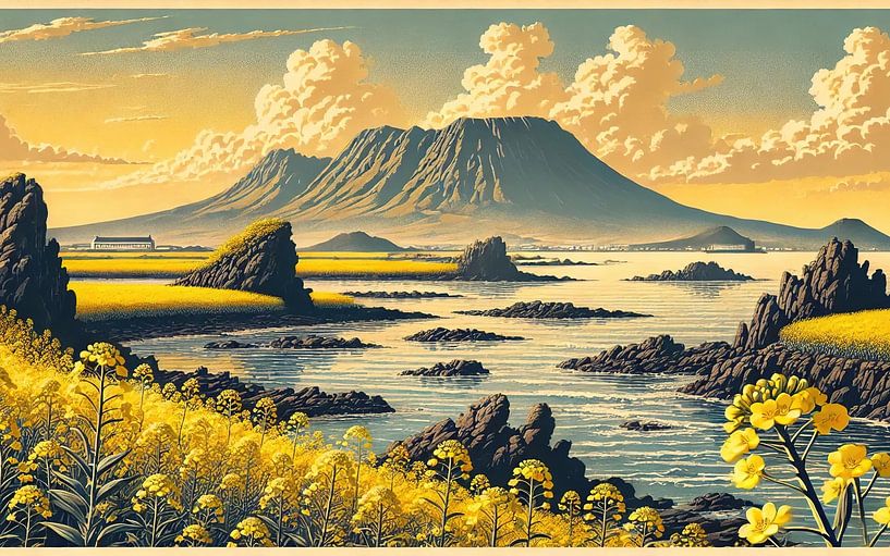 Vintage poster van Jeju-eiland, Zuid-Korea van Chromatic Fusion Studio