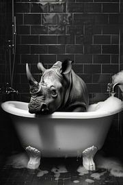 Rhinoceros in the bathtub - A unique bathroom picture for your WC by Poster Art Shop