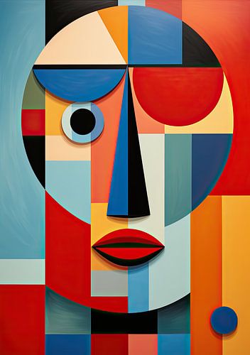 Bauhaus Poster Kleurrijk Rood, Oranje, Geel