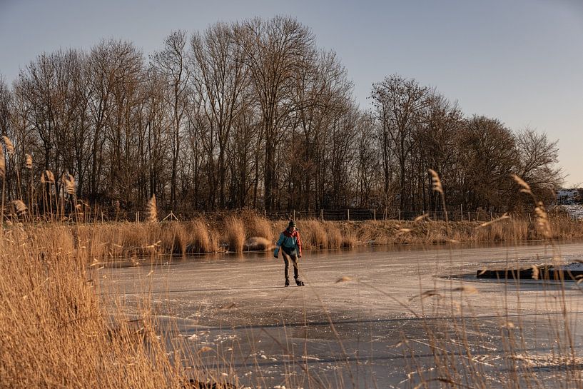 Lonely skater on the ice in Veere by Percy's fotografie