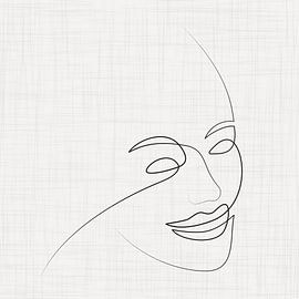 Graceful line drawing of female face