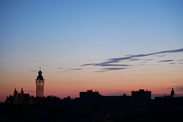 Skyline of Leipzig in the evening twilight by mekke