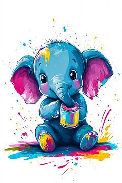 Schattige olifant met verfspetters van Imperial Art House