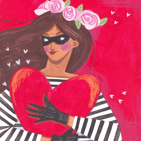 Portret vrouw hartendief van Caroline Bonne Müller
