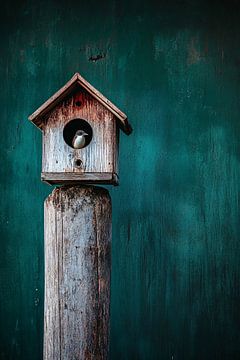 Vogelhuisje met groene achtergrond van Imperial Art House