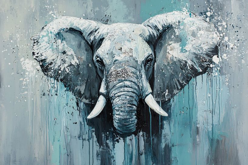 Abstract elephant portrait on canvas by Art & Soul Creations